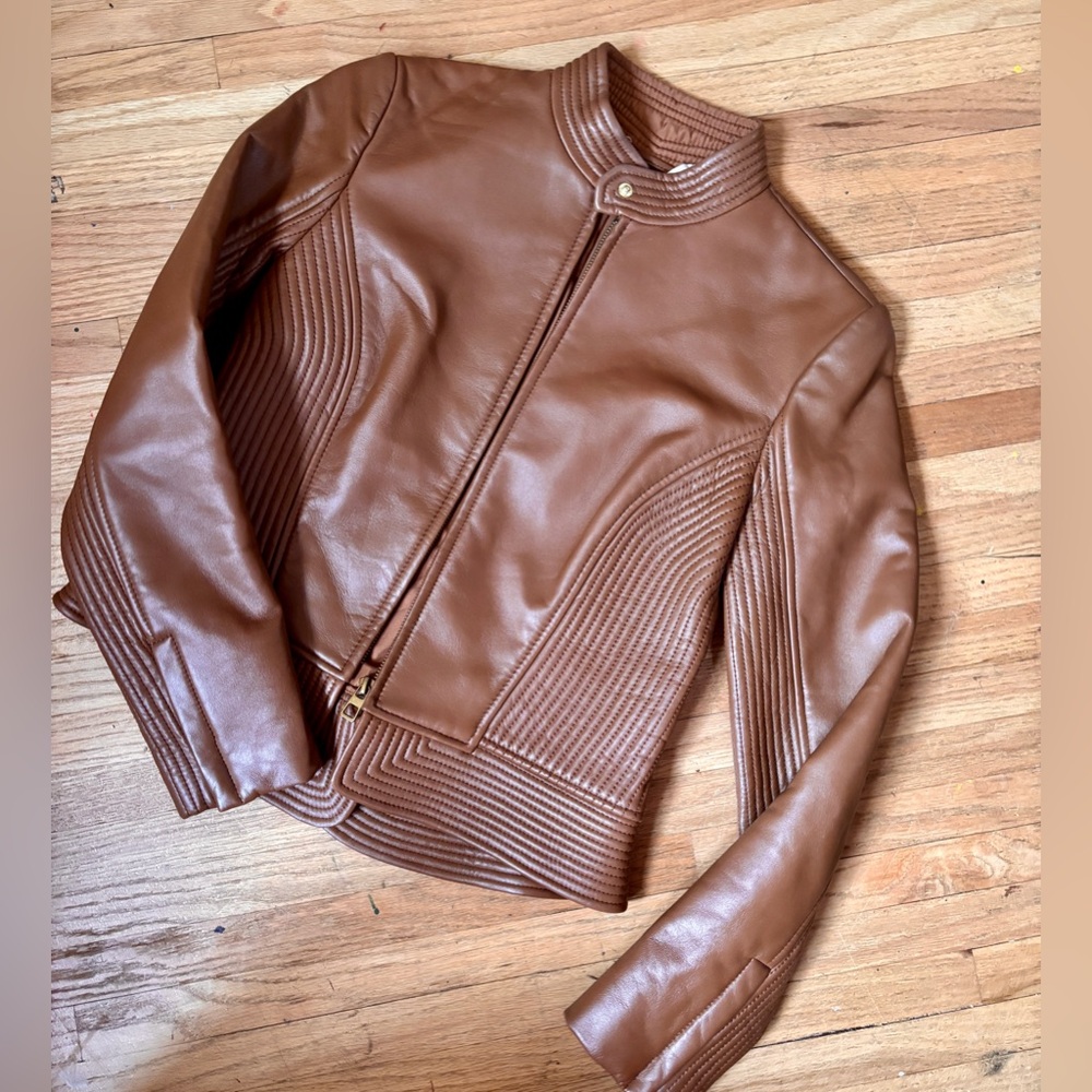 Tory Burch Calista Leather Riding Jacket